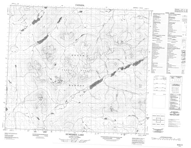 Humphrey Lake Topographic Paper Map 093N12 at 1:50,000 scale