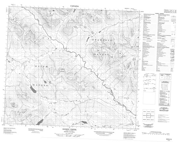 Ogden Creek Topographic Paper Map 093N13 at 1:50,000 scale