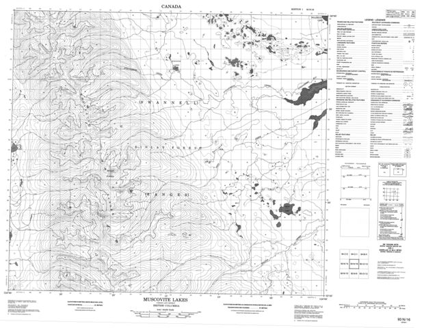 Moscovite Lakes Topographic Paper Map 093N16 at 1:50,000 scale