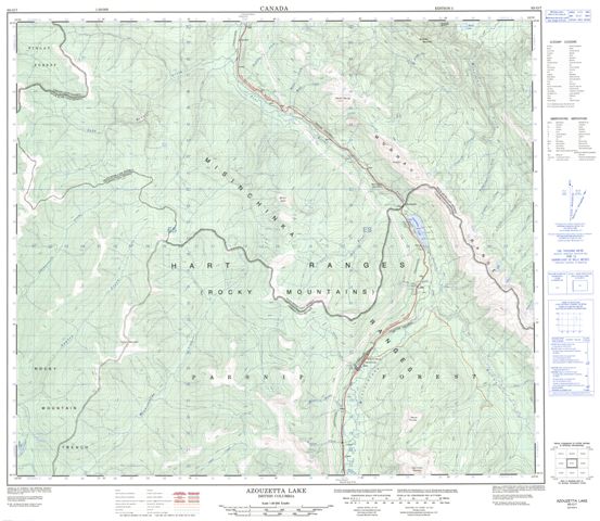 Azouzetta Lake Topographic Paper Map 093O07 at 1:50,000 scale