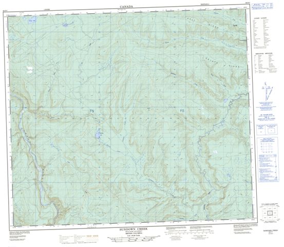 Sundown Creek Topographic Paper Map 093P07 at 1:50,000 scale