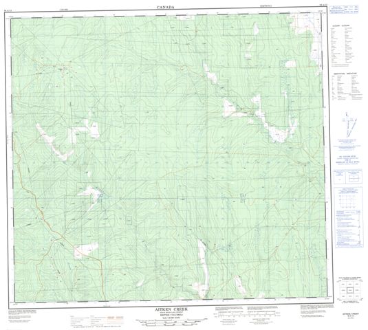 Aitken Creek Topographic Paper Map 094A13 at 1:50,000 scale