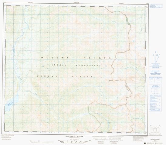 Gauvreau Creek Topographic Paper Map 094B05 at 1:50,000 scale