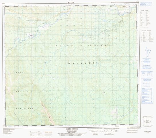 Kobes Creek Topographic Paper Map 094B08 at 1:50,000 scale