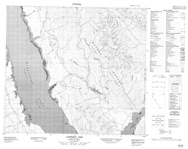 Lafferty Arm Topographic Paper Map 094C08 at 1:50,000 scale
