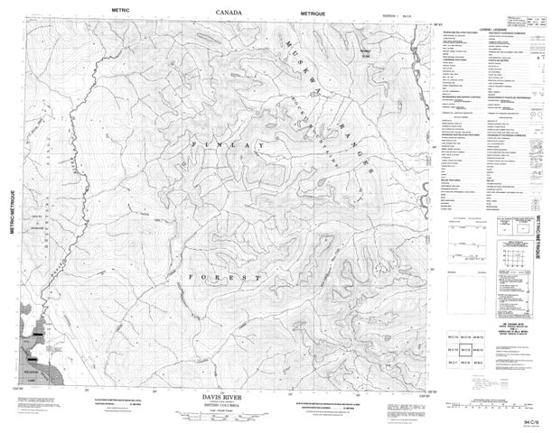 Davis River Topographic Paper Map 094C09 at 1:50,000 scale
