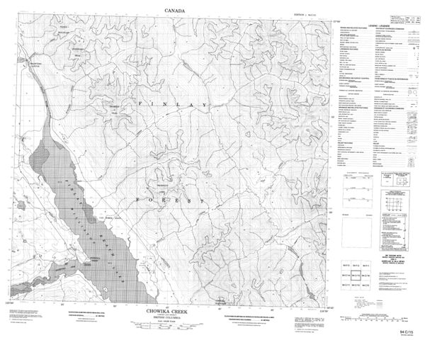Chowika Creek Topographic Paper Map 094C15 at 1:50,000 scale