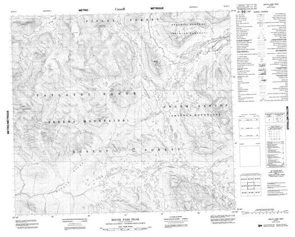 South Pass Peak Topographic Paper Map 094D11 at 1:50,000 scale