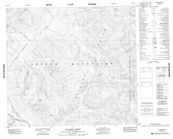 Malloch Creek Topographic Paper Map 094D13 at 1:50,000 scale