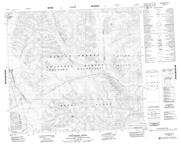 Fredrikson Creek Topographic Paper Map 094D16 at 1:50,000 scale