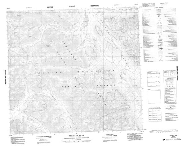 Thudaka Peak Topographic Paper Map 094E15 at 1:50,000 scale