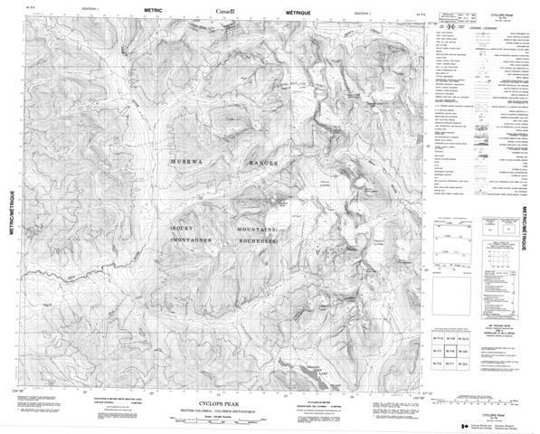 Cyclops Peak Topographic Paper Map 094F08 at 1:50,000 scale