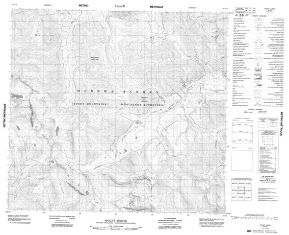 Mount Justin Topographic Paper Map 094F09 at 1:50,000 scale