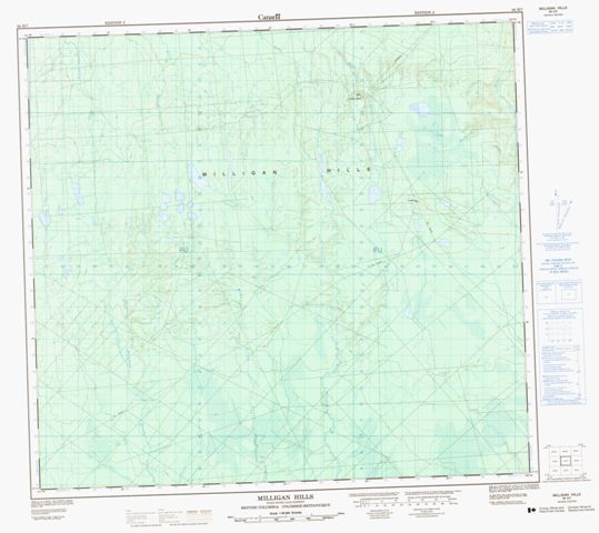 Milligan Hills Topographic Paper Map 094H07 at 1:50,000 scale