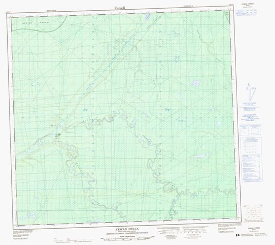 Ekwan Creek Topographic Paper Map 094I07 at 1:50,000 scale