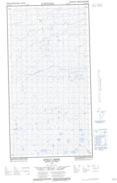 Kyklo Creek Topographic Paper Map 094I11W at 1:50,000 scale