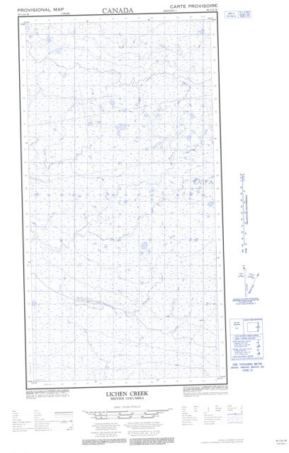 Lichen Creek Topographic Paper Map 094I14W at 1:50,000 scale