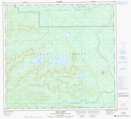 Klua Lakes Topographic Paper Map 094J01 at 1:50,000 scale