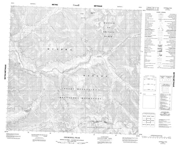 Churchill Peak Topographic Paper Map 094K03 at 1:50,000 scale