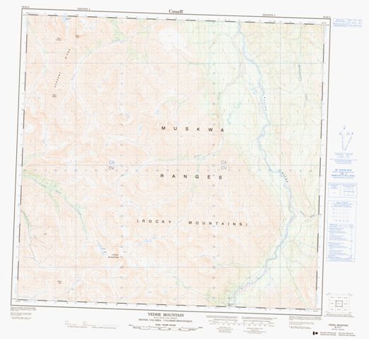 Yedhe Mountain Topographic Paper Map 094K11 at 1:50,000 scale
