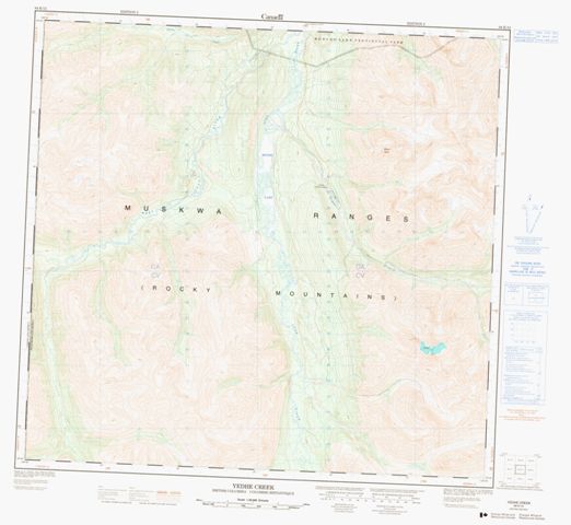 Yedhe Creek Topographic Paper Map 094K12 at 1:50,000 scale