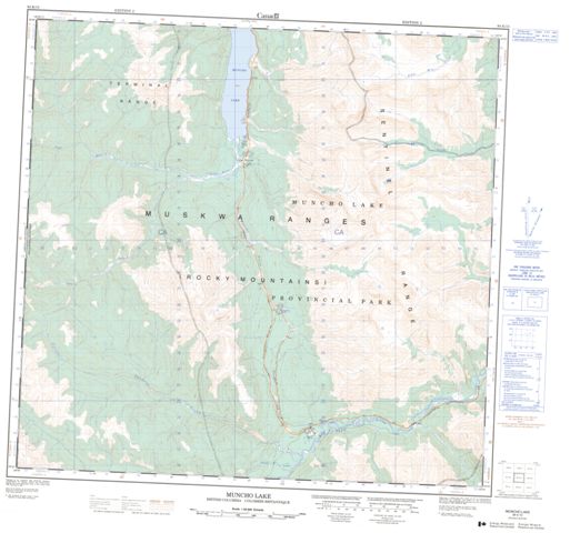 Muncho Lake Topographic Paper Map 094K13 at 1:50,000 scale