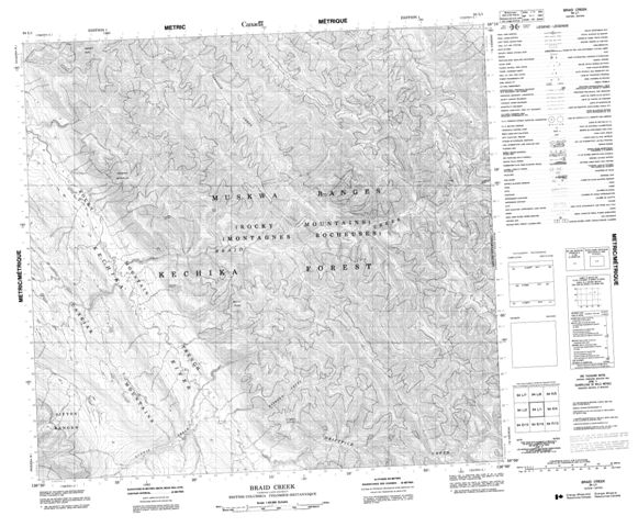 Braid Creek Topographic Paper Map 094L01 at 1:50,000 scale