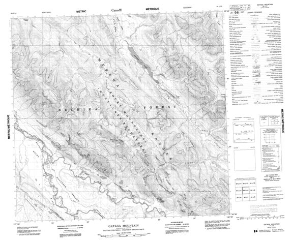 Gataga Mountain Topographic Paper Map 094L10 at 1:50,000 scale