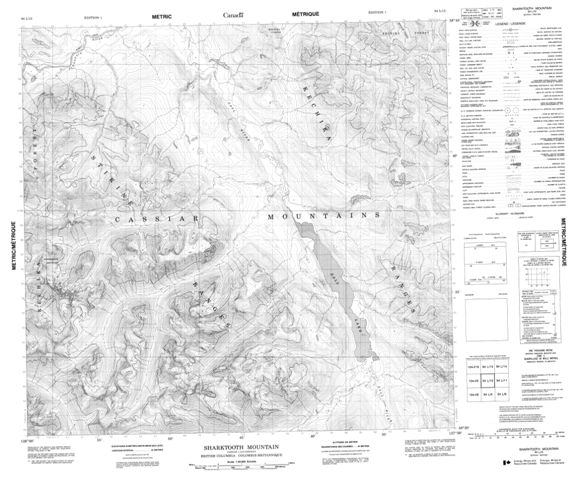 Sharktooth Mountain Topographic Paper Map 094L12 at 1:50,000 scale