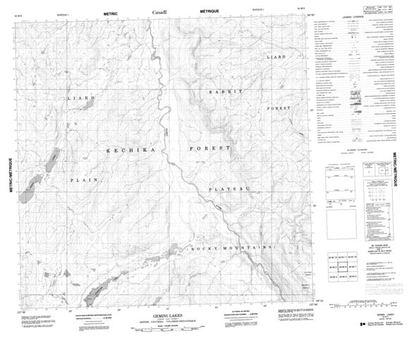 Gemini Lakes Topographic Paper Map 094M06 at 1:50,000 scale