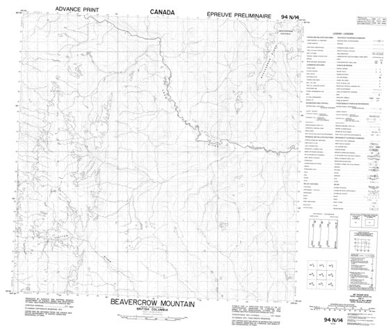 Beavercrow Mountain Topographic Paper Map 094N14 at 1:50,000 scale