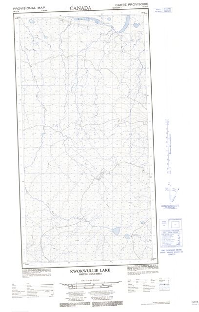 Kwokwullie Lake Topographic Paper Map 094P07E at 1:50,000 scale