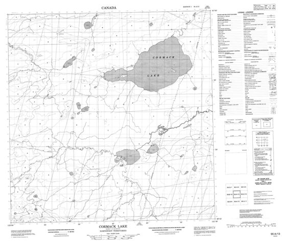 Cormack Lake Topographic Paper Map 095A13 at 1:50,000 scale