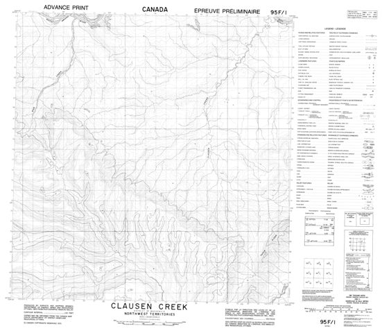 Clausen Creek Topographic Paper Map 095F01 at 1:50,000 scale