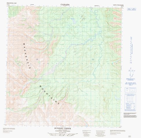 Sundog Creek Topographic Paper Map 095F09 at 1:50,000 scale
