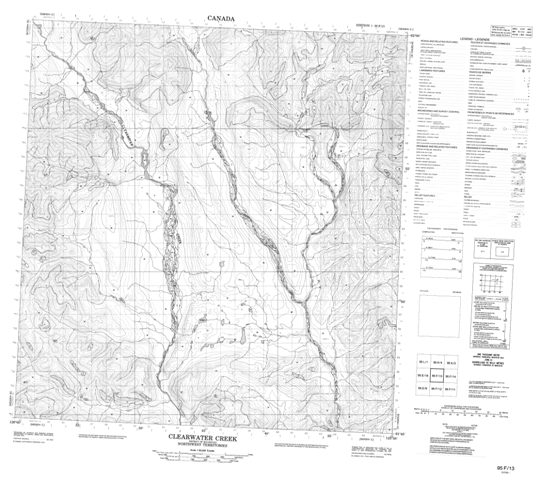 Clearwater Creek Topographic Paper Map 095F13 at 1:50,000 scale