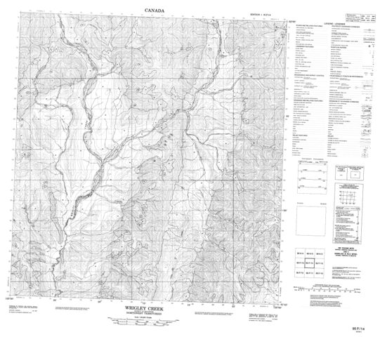 Wrigley Creek Topographic Paper Map 095F14 at 1:50,000 scale