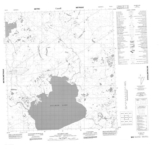 Bulmer Lake Topographic Paper Map 095I15 at 1:50,000 scale