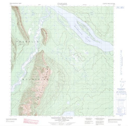 Nahanni Mountain Topographic Paper Map 095J03 at 1:50,000 scale
