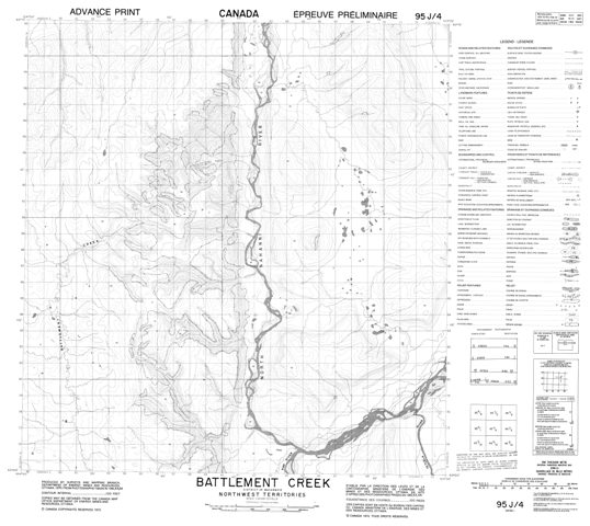 Battlement Creek Topographic Paper Map 095J04 at 1:50,000 scale
