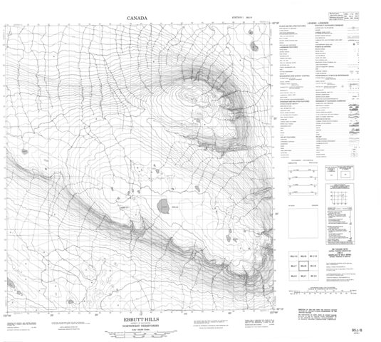 Ebbutt Hills Topographic Paper Map 095J08 at 1:50,000 scale