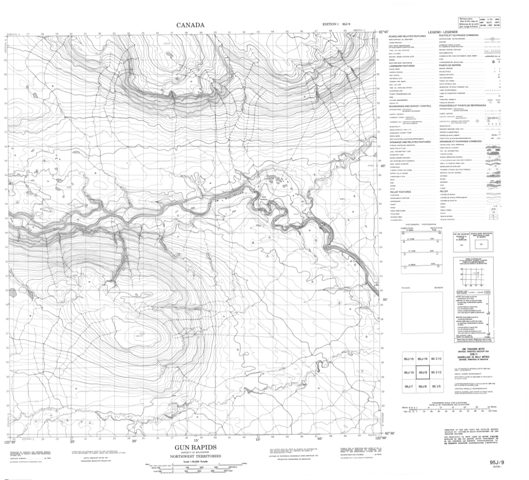 Gun Rapids Topographic Paper Map 095J09 at 1:50,000 scale