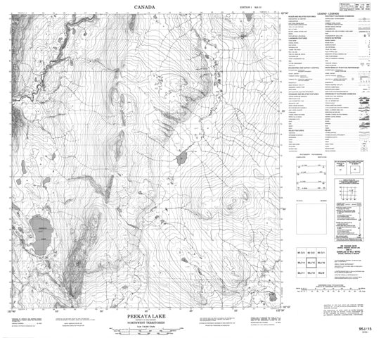 Peekaya Lake Topographic Paper Map 095J15 at 1:50,000 scale