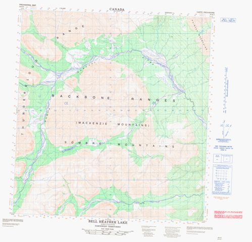 Bell Heather Lake Topographic Paper Map 095K05 at 1:50,000 scale