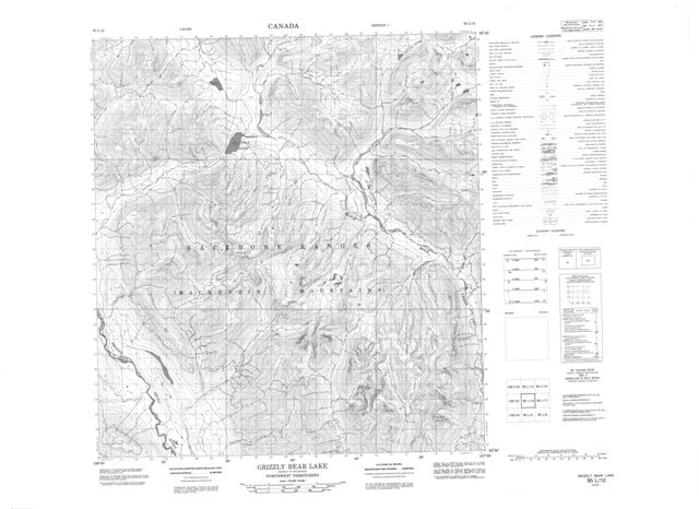 Grizzly Bear Lake Topographic Paper Map 095L12 at 1:50,000 scale