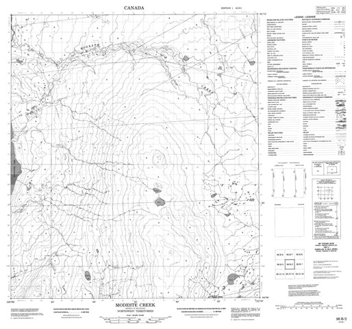 Modeste Creek Topographic Paper Map 096B02 at 1:50,000 scale