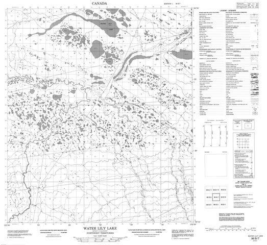 Water Lily Lake Topographic Paper Map 096B07 at 1:50,000 scale