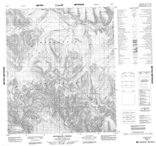 Peterson Creek Topographic Paper Map 096D05 at 1:50,000 scale