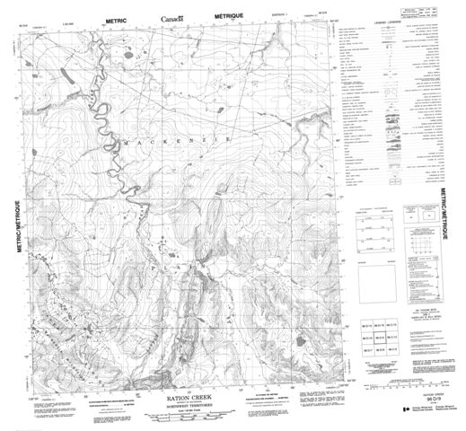 Ration Creek Topographic Paper Map 096D09 at 1:50,000 scale
