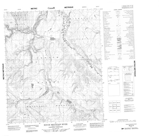 Rouge Mountain River Topographic Paper Map 096D10 at 1:50,000 scale